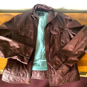 Genuine leather bomber jacket